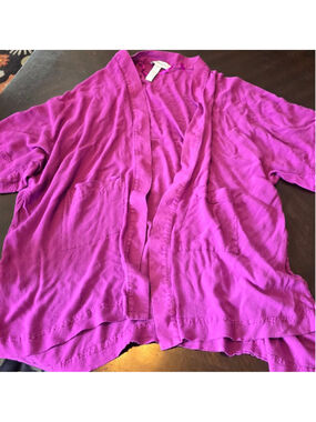 Women's Nordstrom Magenta Flowy Lightweight Kimono Blouse Pockets One Size Boho